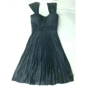 Cache' Gold Glittered Navy Blue Cocktail Dress, sz 0